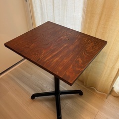  【用賀引取】カフェ風 木製天板×ブラック脚 ダイニングテーブル 2人掛けの画像