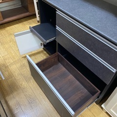 ⭐️モダンカラー⭐️NAFCO レンジボード スタイリッシュ 大収納 石目調 レール引き出し No.2410 KE　の画像