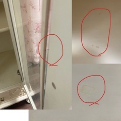 アンティーク調　ねこ足本棚/キャビネット　クリーム/ホワイトの画像
