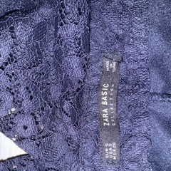 ZARA レース 膝丈スカート ネイビー サイズSの画像