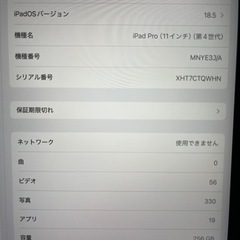 11インチiPad Pro（第4世代）256GB wi-fi+Cellularの画像