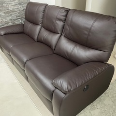 リクライニング3人掛けソファ ダークブラウン