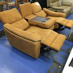 ★リユースのサカイ横浜南店★YM1366 関家具 電動リクライニングｿﾌｧ ライトブラウン W188×D85×H88 クリーニング済みの画像