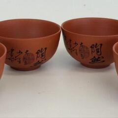 【25＊60101】◆『中国茶器セット』◆陶器製◆ 急須 茶碗 4客 ◆茶道具入 茶器揃 ◆美品◆中国茶のおいしい入れ方説明書付　の画像