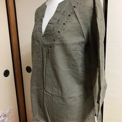 モスグリーン　インド綿