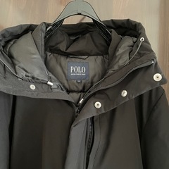 POLO ブラックダウンジャケット フード付きの画像