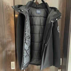 POLO ブラックダウンジャケット フード付きの画像