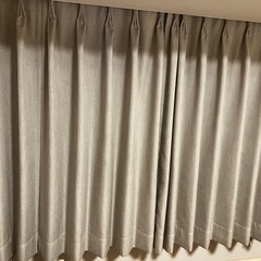 ニトリ カーテン 2枚セット（幅90×丈120cm）｜グレー（ドット柄）2倍ヒダの画像
