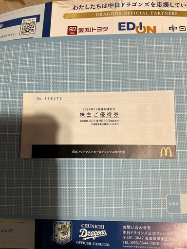 マクドナルド株主優待券6枚1冊 (fuku) 小本の商品券/ギフト