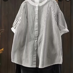 ★新品　配送無料★大きいサイズ　ストライプボタンシャツの画像