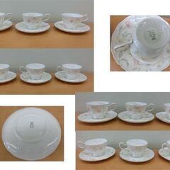 NARUMI/ナルミ パステルガーデン ボーンチャイナ 9点セット カップ＆ソーサー6客/ティーポット/シュガーポット/クリーマー 札幌 西野店の画像