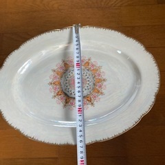 昭和レトロ調楕円大皿　新品未使用品の画像