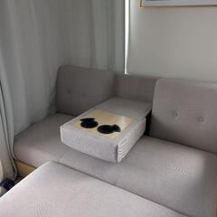 [美品] ソファー 2人掛け リクライニング クッション付き 収納付の画像