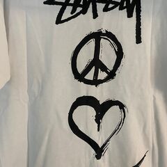 STUSSY x NIKE ハート 半袖 Tシャツ ホワイト XLサイズの画像