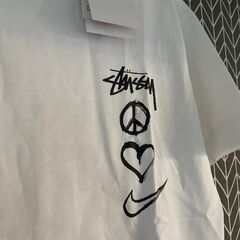 STUSSY x NIKE ハート 半袖 Tシャツ ホワイト XLサイズの画像