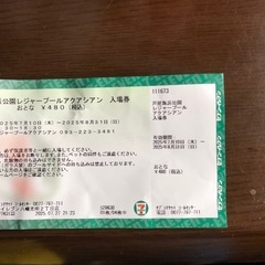 芦屋浜公園レジャープールアクアシアン　入場券の画像