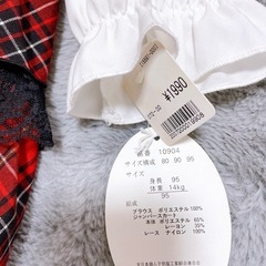 チェック柄ワンピース ブラウスセット 95cmの画像