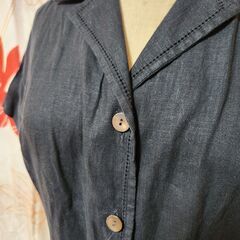 ！Eddie Bauer(エディーバウアー) リネン100％ ゆるり大きなサイズ感。クラシカル、そしてシックな上質ロングワンピース。いかがでしょうか？の画像