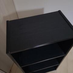 3段カラーボックス木目黒の画像