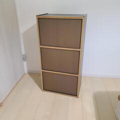 3段カラーボックス木目黒の画像