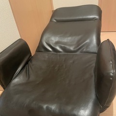 フェイクレザー　リクライニング回転　座椅子　ブラック の画像