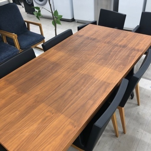 ダイニング7点セットチェア6脚　ブラウン×ブラック　【トレファク堺福田店】