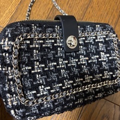 ZARA ツイード ミニショルダーバッグの画像