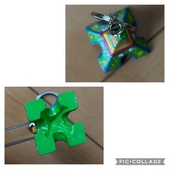 未使用 エッフェル塔 キーホルダー キーリング カラフル ピンク 黄色 黄緑の画像