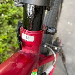 自転車　No.383　シティサイクル　27インチ　レッド　6段切替　LEDオートライト　【リサイクルショップどりーむ天保山】の画像