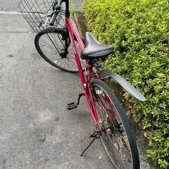 自転車　No.383　シティサイクル　27インチ　レッド　6段切替　LEDオートライト　【リサイクルショップどりーむ天保山】の画像