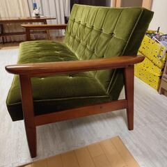 カリモク60 Kチェア2シーター　モケットグリーンの画像