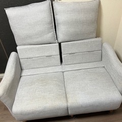 ソファー ２人掛け　幅140cm ソファ ライトグレーの画像