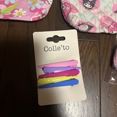 ハンドメイド女の子巾着袋２個中古品、ヘアピン、シュシュの画像