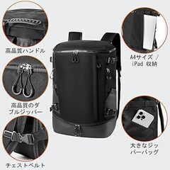 【新品未使用】リュック メンズ 大容量 防水 バックパック 30l 機内持ち込み リュックサック メンズ 軽量 旅行バッグ アウトドア スポーツ 修学旅行 通勤 出張 靴収納付きの画像