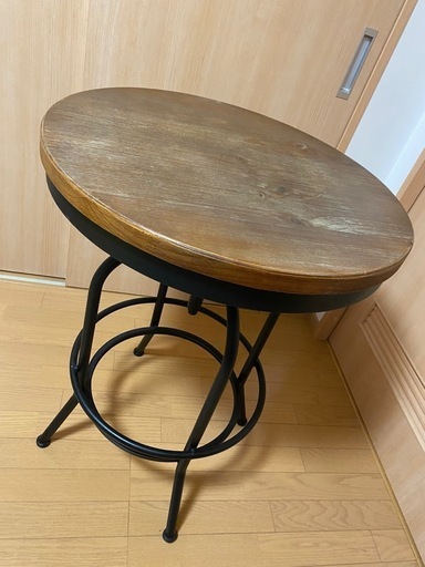 カウンターテーブル 高さ調整可能 ウッド アイアン