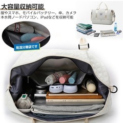 新品未使用　旅行バック　ボストンバック キャリーオン マザーズバック ブルー 2way 斜めがけ　旅行の画像