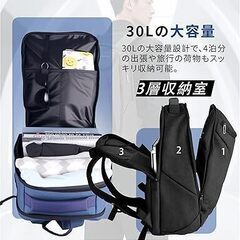 【新品未使用】[AISFA] リュック メンズ リュックサック バックパック 17インチ PCビジネスリュック 大容量 防災 bag USB充電機能付き 30L 旅行 学生 バッグ 防水 通勤 修学 男女兼用 多機能 A4収納 多ポケットの画像