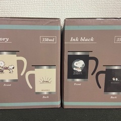 スヌーピー ステンレス マグカップ 350ml ivoryとink blackの画像