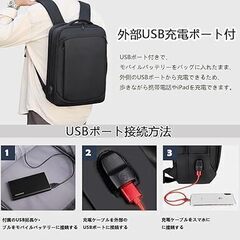 1j750b【新品未使用】ビジネスリュック リュック メンズ 最新 多機能 防水 バックパック 大容量 15.6インチ PC リュックサック USB充電ポート 耐衝撃 ラップトップバック 通勤・通学・旅行・出張用の画像