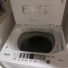 Hisense 全自動洗濯機 HW-G55BK1（洗濯5.5kg / 簡易乾燥機能 / 上開き）の画像