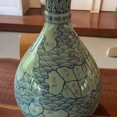骨董　古地図柄花瓶の画像