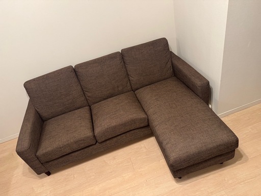 【最終値下げ】【急募】【美品】ニトリ　3人がけソファ　カウチソファ ダークブラウン