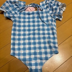 チェック リボン 水着ベビー キッズ90cmの画像