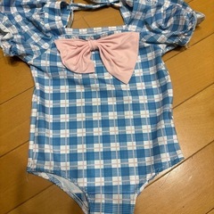 チェック リボン 水着ベビー キッズ90cmの画像