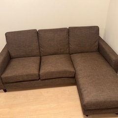 【美品】ニトリ　3人用カウチソファ ダークブラウンの画像