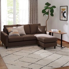 【美品】ニトリ　3人用カウチソファ ダークブラウンの画像