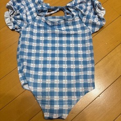 チェック リボン 水着ベビー キッズ100cmの画像