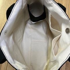 【ハンドメイド】肩がけ 帆布トートバッグ  ブラック 大きめ ボトルホルダー付0812新品未使用の画像