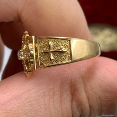 K18 ダイヤ　クロスリング　7.2g 0.3ct 約14号の画像