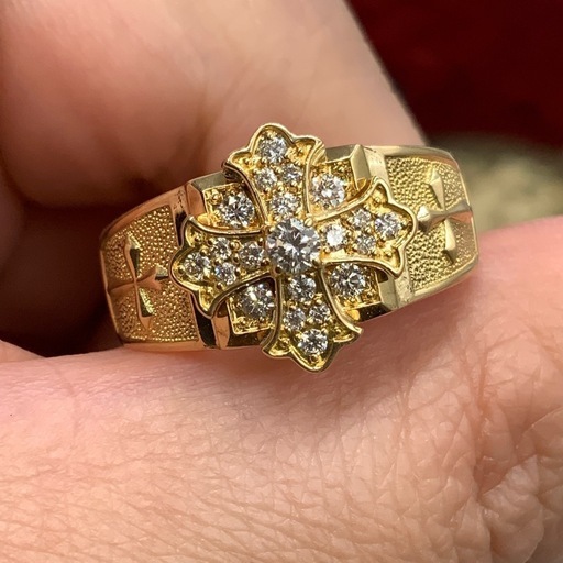 K18 ダイヤ　クロスリング　7.2g 0.3ct 約14号